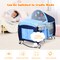 Costway Foldable Baby Crib Playpen Travel Infant Flat Bassinet Bed Mosquito Net Music with Bag Blue/Pink